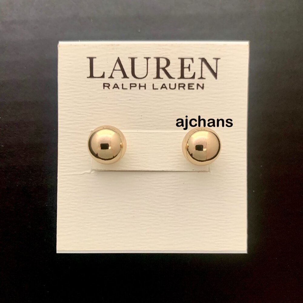 Laruen Ralph Lauren Gold Ball Stud Earrings 8mm RV$28